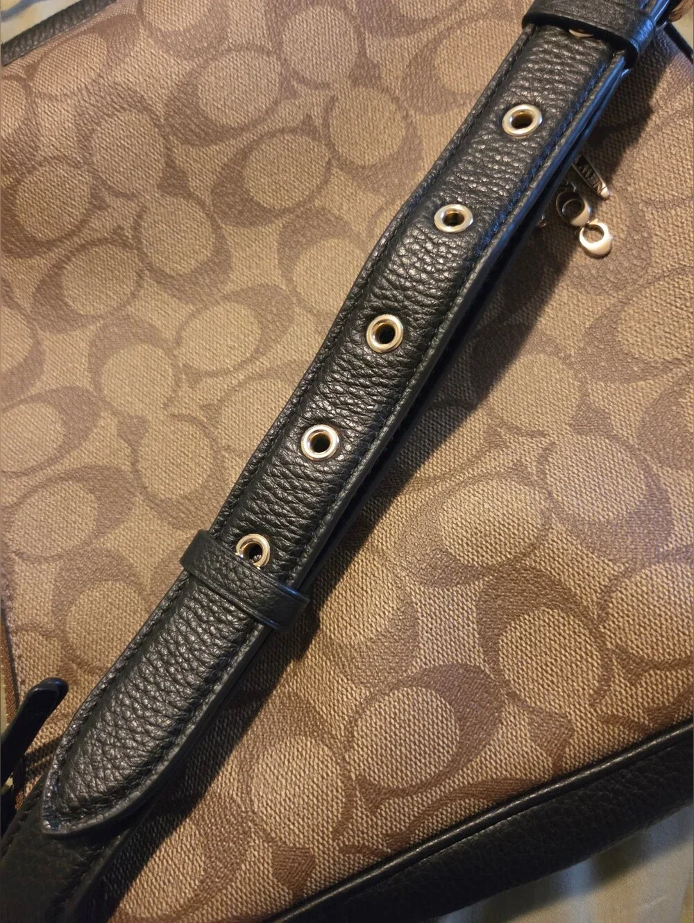 Coach Khaki and Black Signature Crossbody Bag